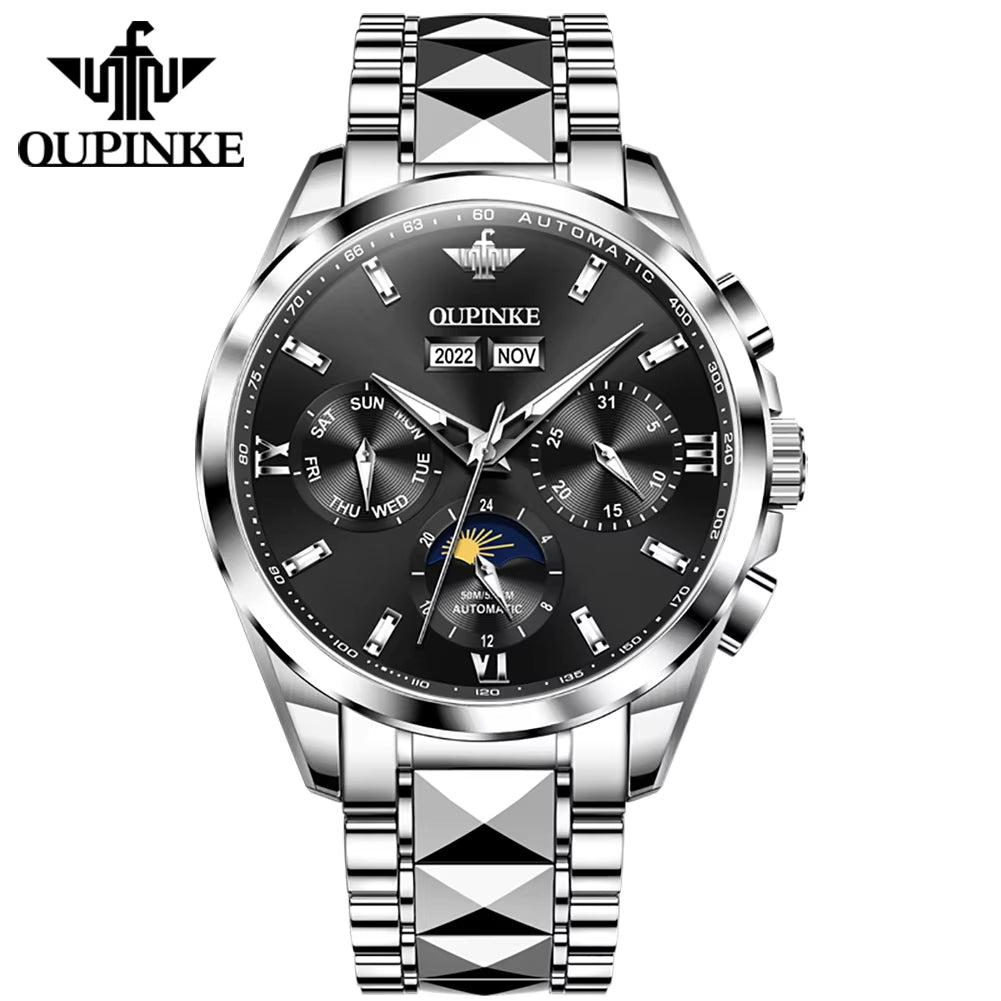 3201 Men's Luxury Automatic Tourbillon Mechanical Watch - Stainless Steel Business Timepiece