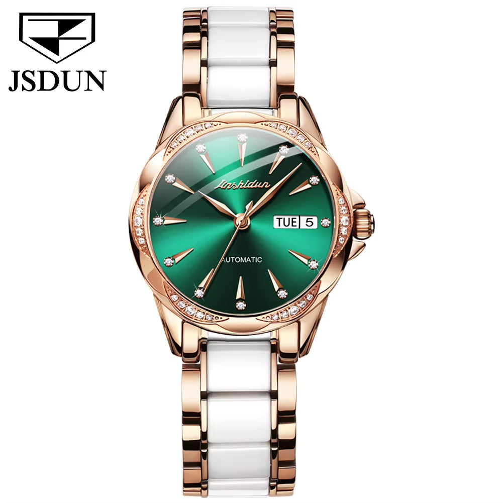 8821Original Brand Ceramic Stainless Steel Jewelry Diamond Fashion Watch Women Wrist Luxury Ladies Mechanical Wrist Watch