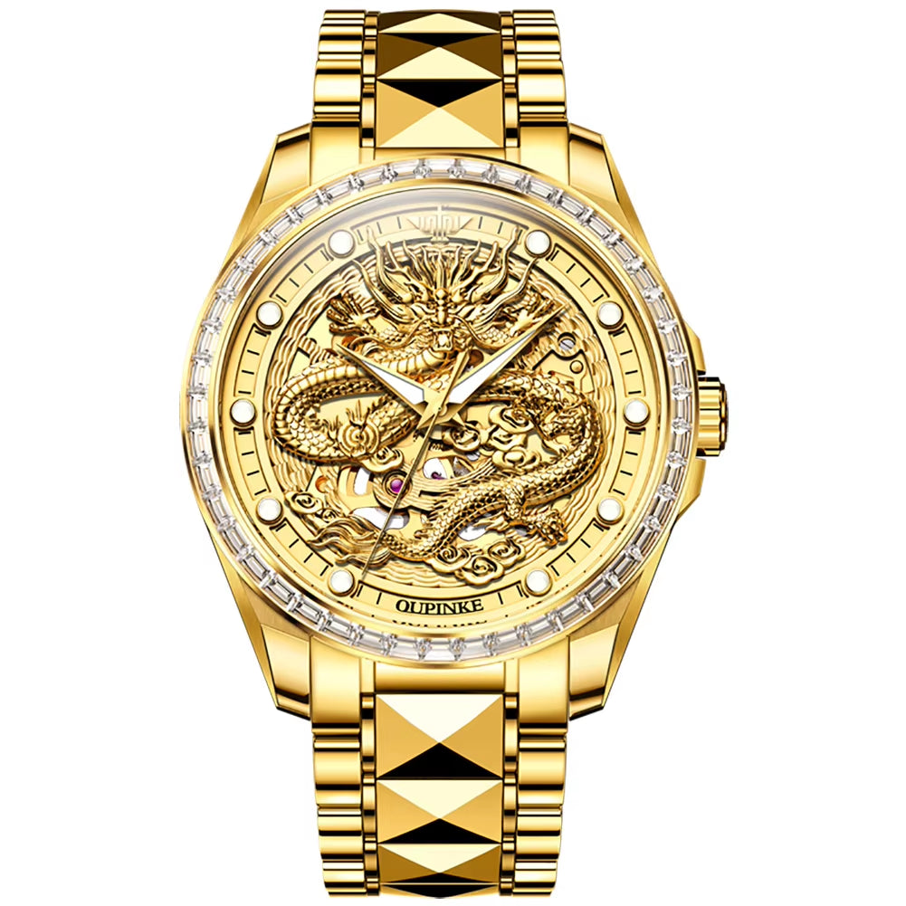 3276 Custom Skeleton Hollow Logo Luxury Stainless Steel Automatic Mechanical Watch for Men