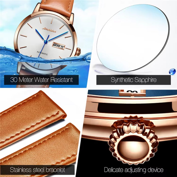 8812 Oem Watch Promotional Japanese Movement Stainless Steel Leather Waterproof Automatic Mechanical Wrist Watch