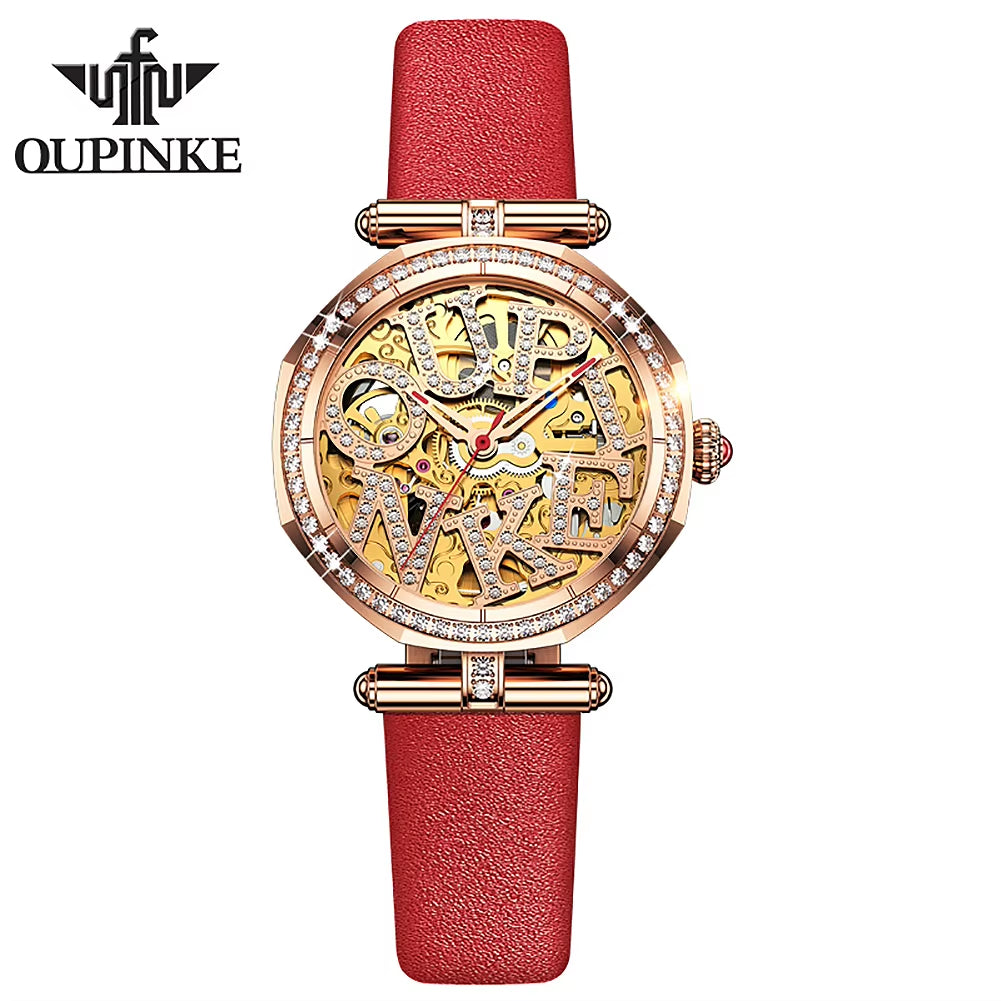 3175 OEM Custom Logo Simple Watch Women'S Waterproof Mechanical Timing Watch Wholesale Lady Leather Women Watch