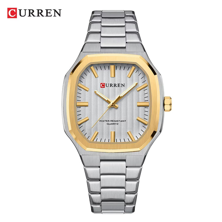 Men's Golden Luxury Quartz Watch - Full Stainless Steel Luminous Timepiece 8458