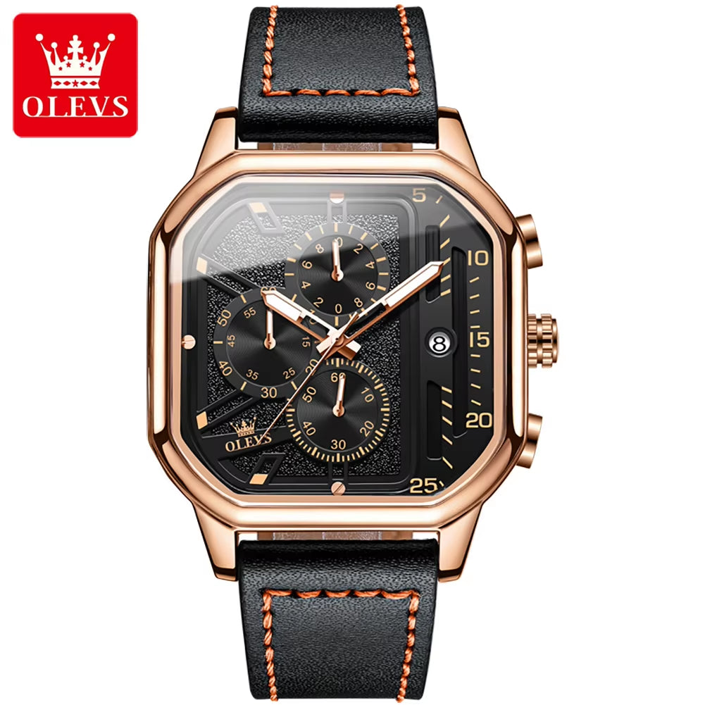 9950 Custom Logo Square Quartz Watch for Men - Casual Skeleton Design