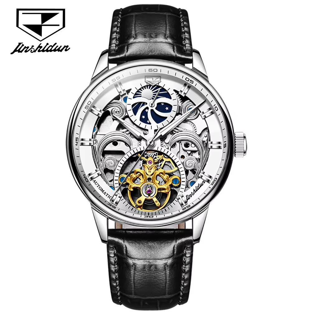 8922 Oem Custom Leather Belt Male Moon Phase Square Tourbillon Watch Men Wrist Luxury Brand Automatic Movement Watch