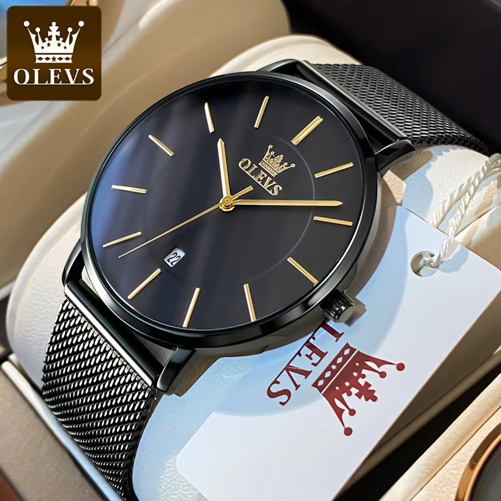 5869 Minimalist Ultra Thin Watch Men'S Women'S Fashion Sport Quartz Analog Watch Mesh Band Watch