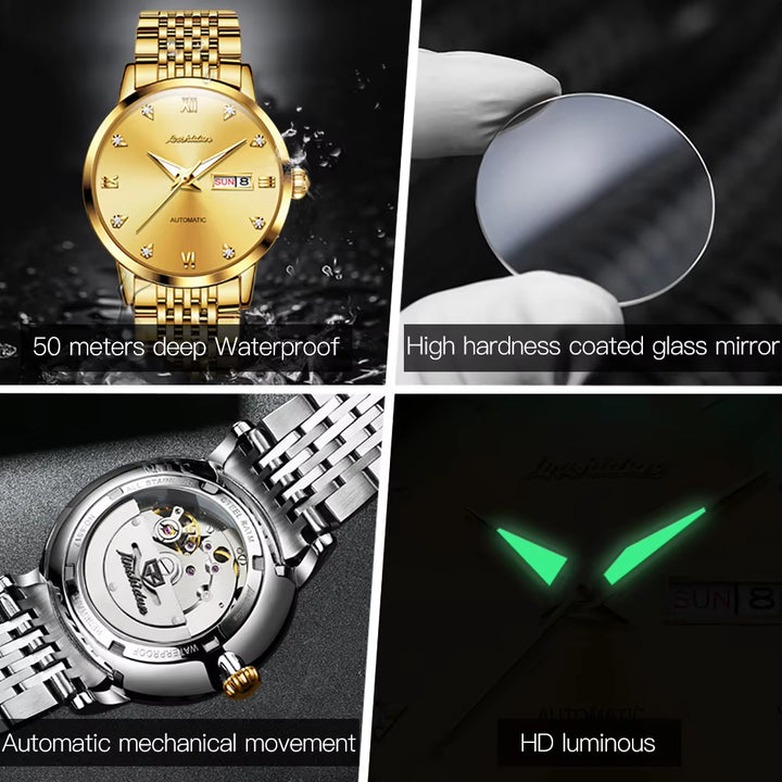 8807 Private Label Men Mechanical Watches Analog Fashion Leather Waterproof Automatic Wristwatch