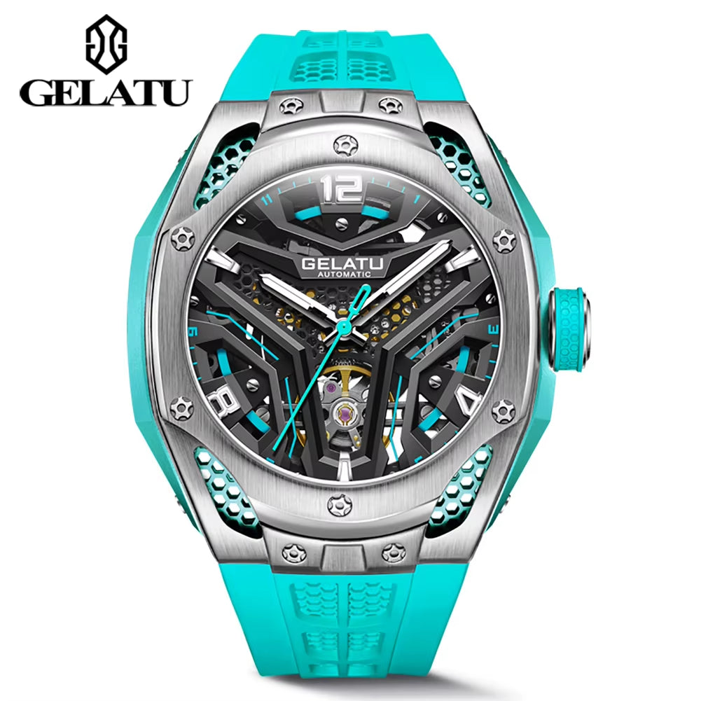 6007 Watch Full Automatic Mechanical Watch Sports Luxury Multifunctional Waterproof Men'S Wine Barrel Hollow Out Watch