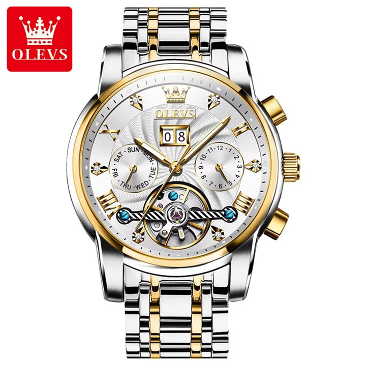 9910 Sports Automatic Tourbillon Slef Wind Luxury Waterproof Metal Classic Cool Stainless Steel Luminous Date Men Watch