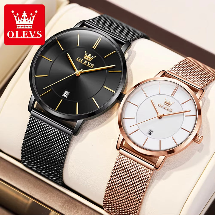 5869 Minimalist Ultra Thin Watch Men'S Women'S Fashion Sport Quartz Analog Watch Mesh Band Watch