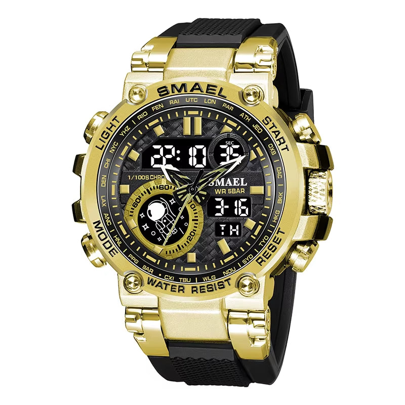 Men's 8093 Sport Watch - Waterproof 5ATM, Dual Time, Shock Resistant, Alarm Function