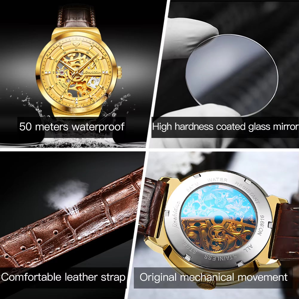 8916 Watch Tourbillon Waterproof Fashion Trend Mechanical Watch Men Belt Watch