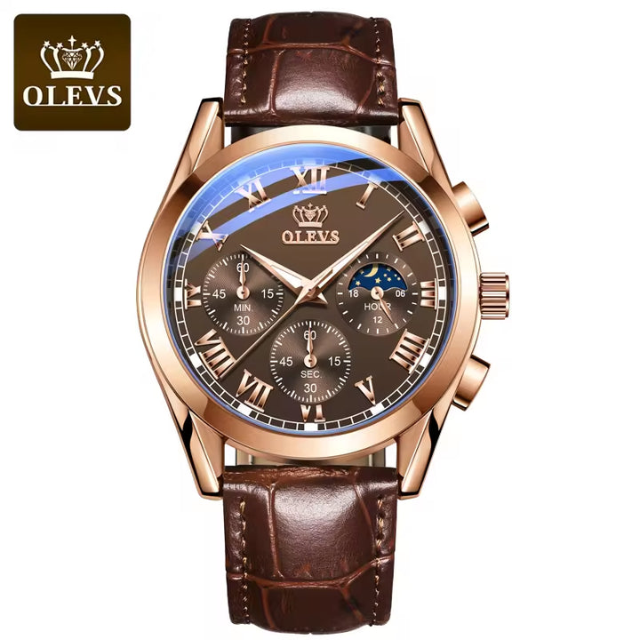 2871 Luxury Fashion Glass Quartz Analog Men's Wristwatch with Leather Strap