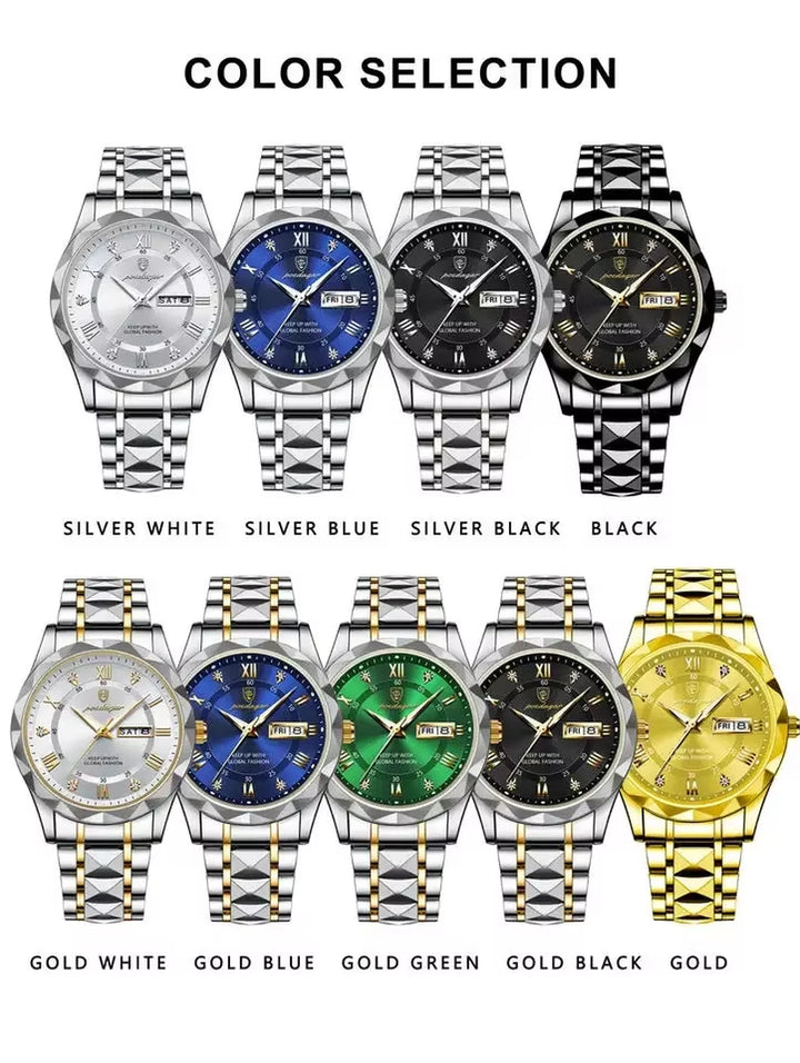 "615 New Arrival Luxury Men's Stainless Steel Waterproof Quartz Watch with Luminous Features"