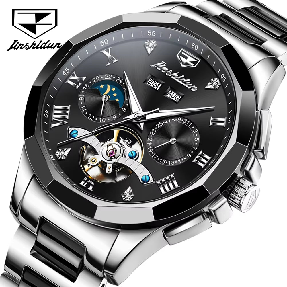 JSDUN 8949 Premium Tourbillon Automatic Mechanical Watch for Men - Luxury Stainless Steel Multifunctional Sports Timepiece