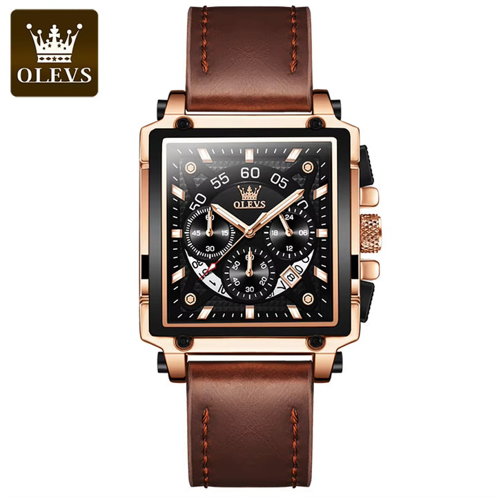 Olevs 9919 Luxury Quartz Wristwatch for Men with Custom Logo and High-Quality Leather Straps