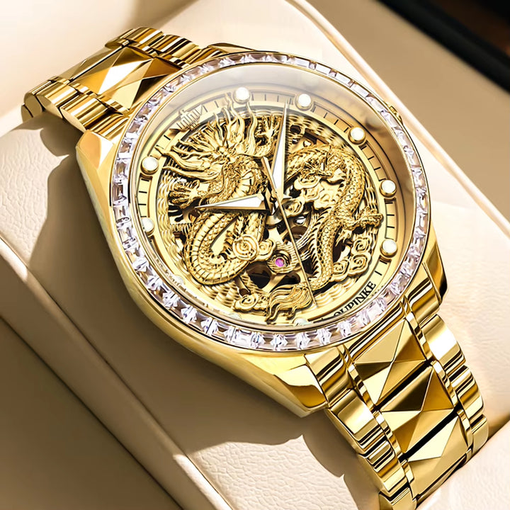 3276 Custom Skeleton Hollow Logo Luxury Stainless Steel Automatic Mechanical Watch for Men