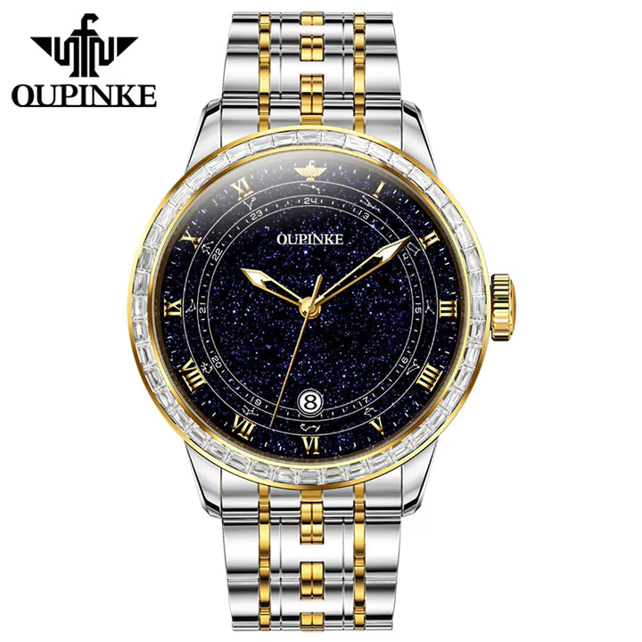 3203 All Stars Blue Galaxy Stainless Steel Calendar Window Waterproof 50M Fashion Mechanical Watch Men'S High Level