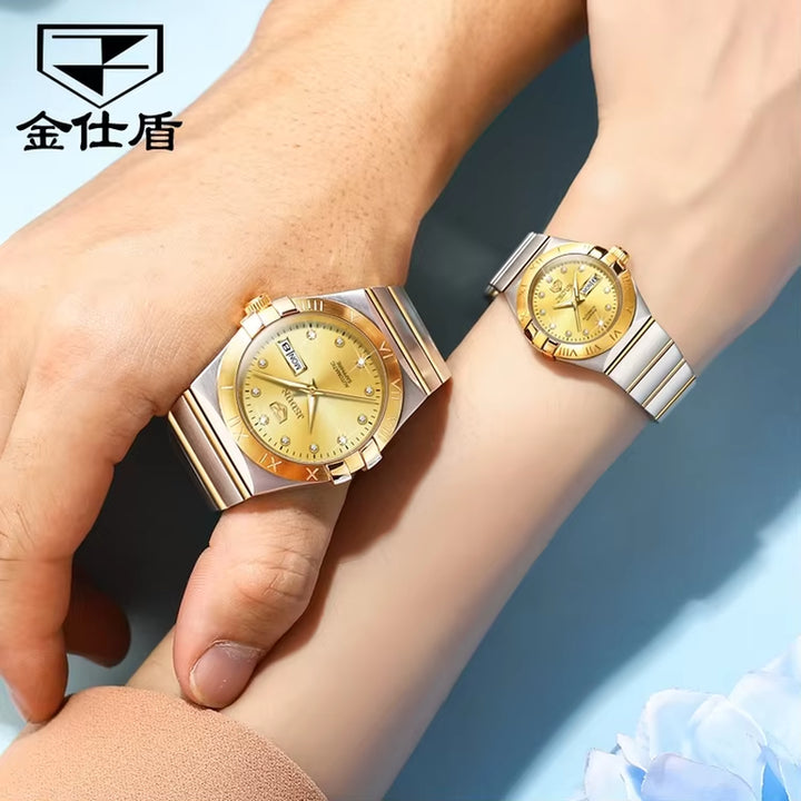 8848 China Made Couple Imported Movement Stainless Steel Stylish Coated Glass Waterproof Mechanical Watch