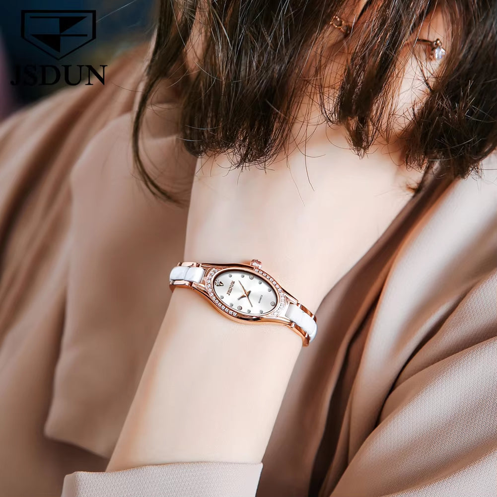 8842 Ellipse Fashion Hollow Out Wristwatches Waterproof Automatic Mechanical Watches Oval Women Wrist