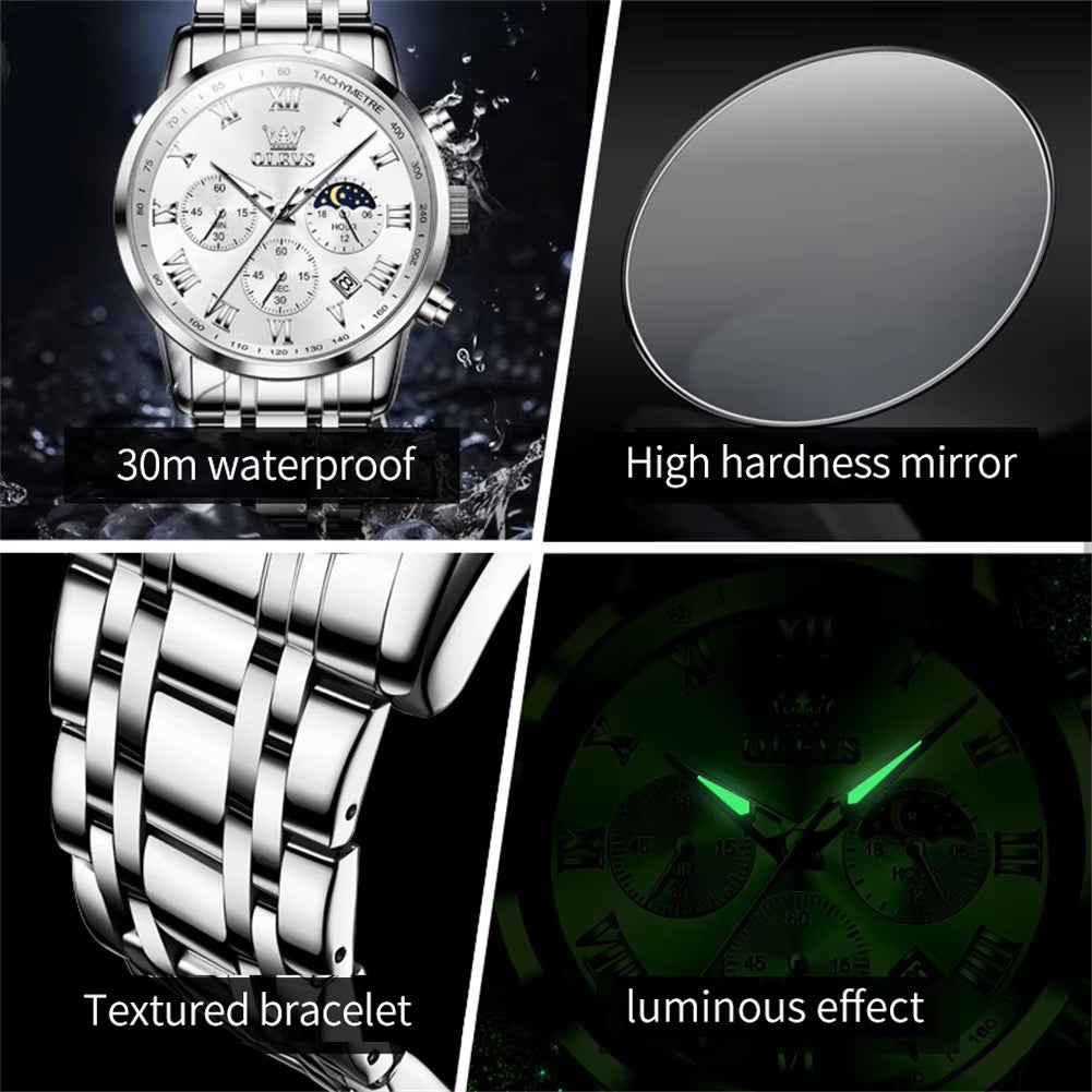 5529 Men Watches New Fashion Stainless Steel Date Waterproof Luminous Brand Luxury Men'S Korean Version for Quartz Watch