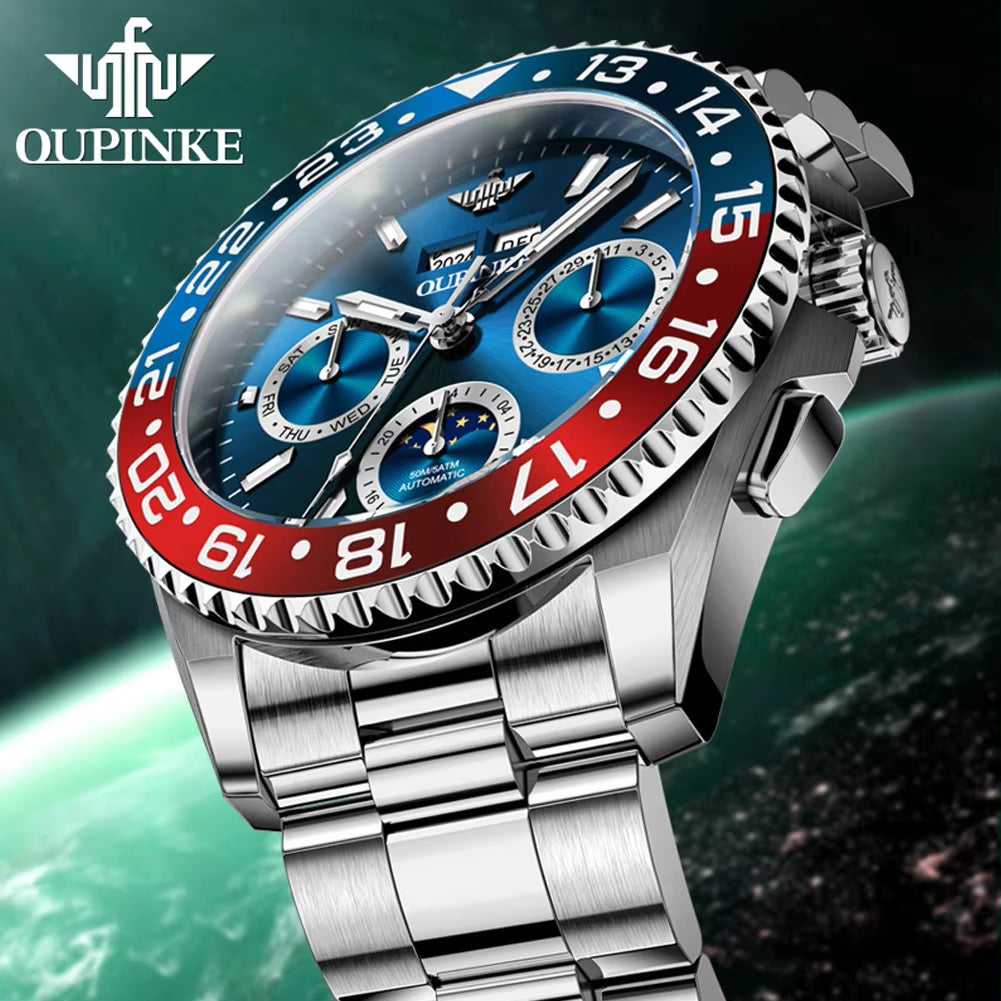 3271 Custom OEM/ODM Logo Fashion Multifunctional Sports Automatic Mechanical Watch for Men - Stainless Steel and Waterproof