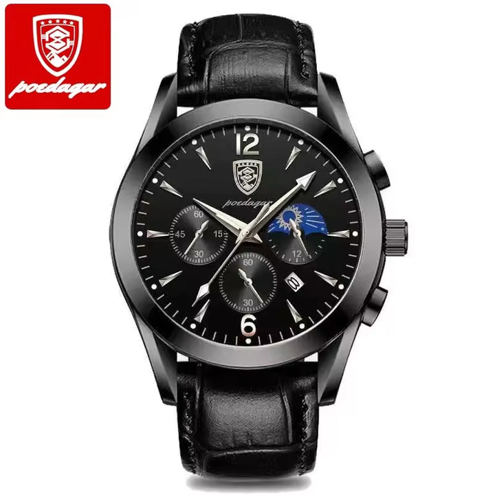 Luxury Men's Stainless Steel Quartz Watch with Date, Waterproof, and Luminous Features - Korean Fashion Design