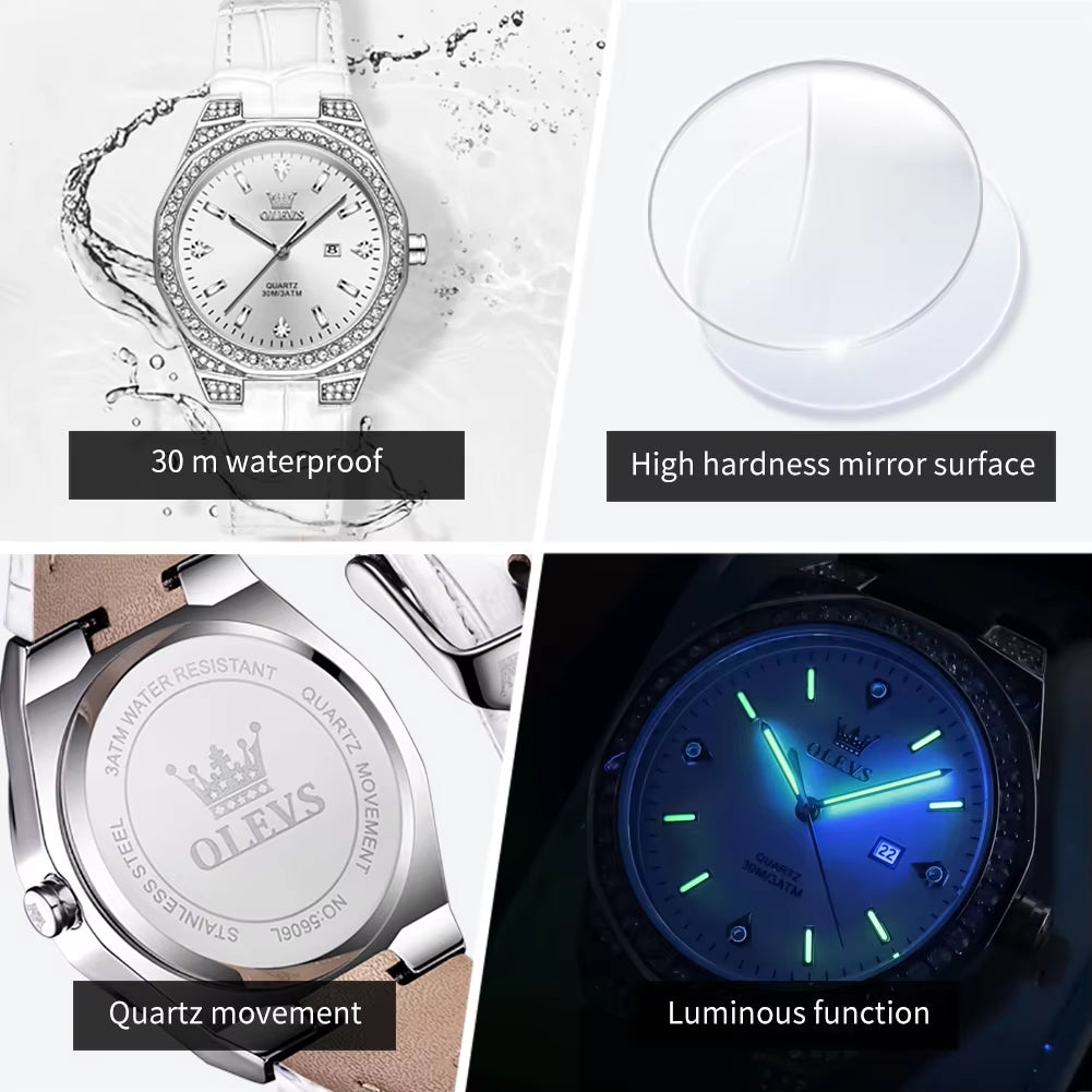 5606 Hot Selling Fashion Alloy Case Leather Band Quartz Watches for Ladies New Design Luxury Waterproof Watches