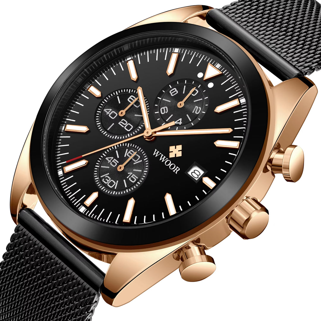 Luxury Stainless Steel Chronograph Quartz Watch for Men - Stylish Sport and Business Timepiece