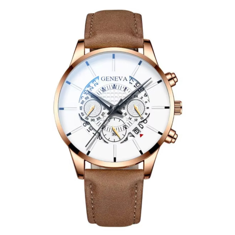 Men's Stainless Steel Quartz Watch - Casual Business Calendar Timepiece