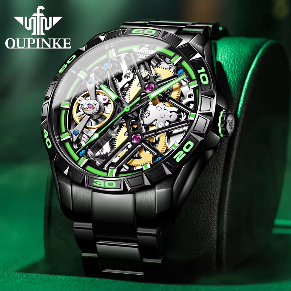 3196 Men's Skeleton Automatic Tourbillon Watch - Custom Business Timepiece with Waterproof Mechanical Function