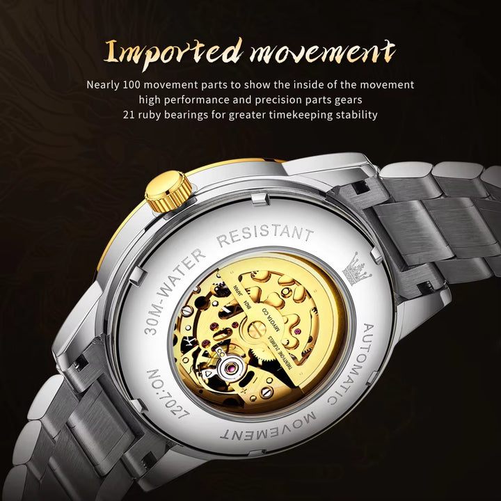 7027 OEM Men Watches Custom Brand Relojes Hombre Male Manual Mechanical Wrist Watch with Dragon Design