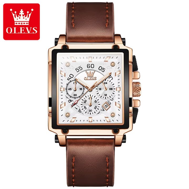 Olevs 9919 Luxury Quartz Wristwatch for Men with Custom Logo and High-Quality Leather Straps