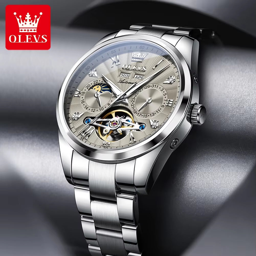 7028 Original Sapphire Mirror Skeleton Male Watch Luxury Watches Automatic Mechanical Men Waterproof Stainless Steel