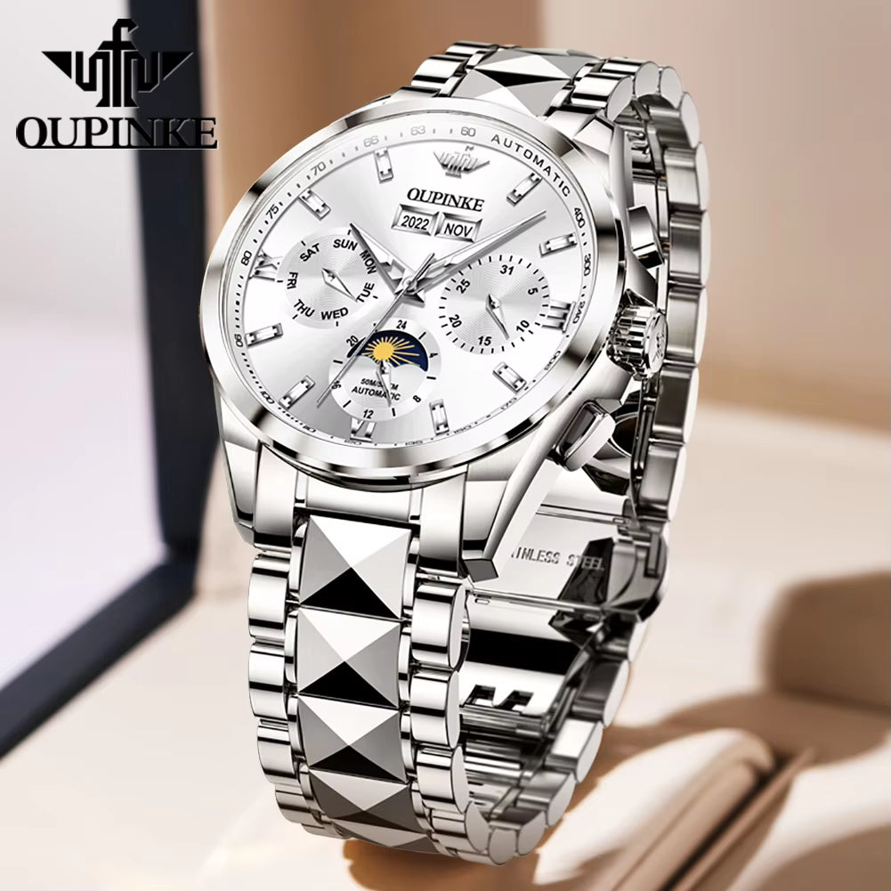 3201 Men's Luxury Automatic Tourbillon Mechanical Watch - Stainless Steel Business Timepiece