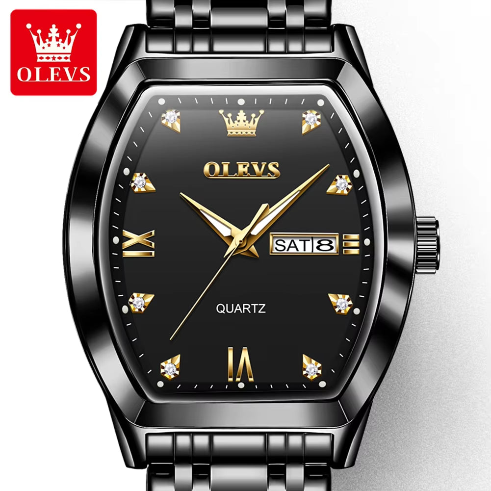 5528 Men's Luxury Gold Square Analog Quartz Watch - Waterproof Men's Wristwatch