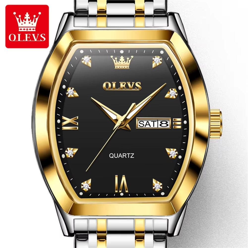 5528 Men's Luxury Gold Square Analog Quartz Watch - Waterproof Men's Wristwatch