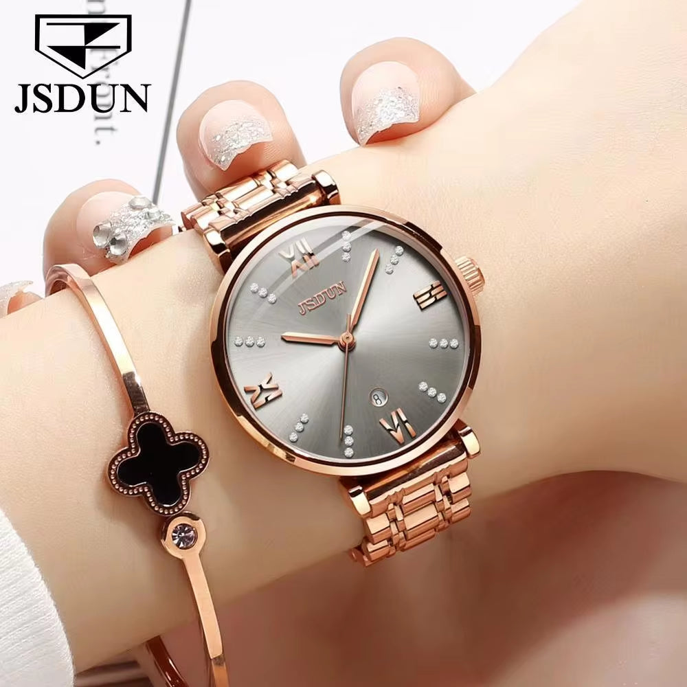 6533 Movement Diamond Automatic Fashion Steel Strap Chronograph Date Mechanical Wristwatch for Women Watch