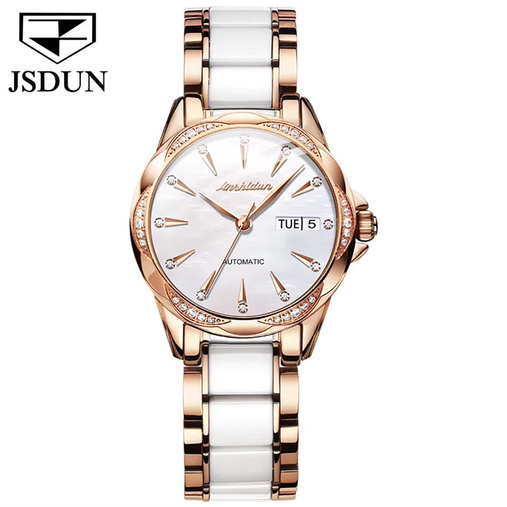 8821Original Brand Ceramic Stainless Steel Jewelry Diamond Fashion Watch Women Wrist Luxury Ladies Mechanical Wrist Watch