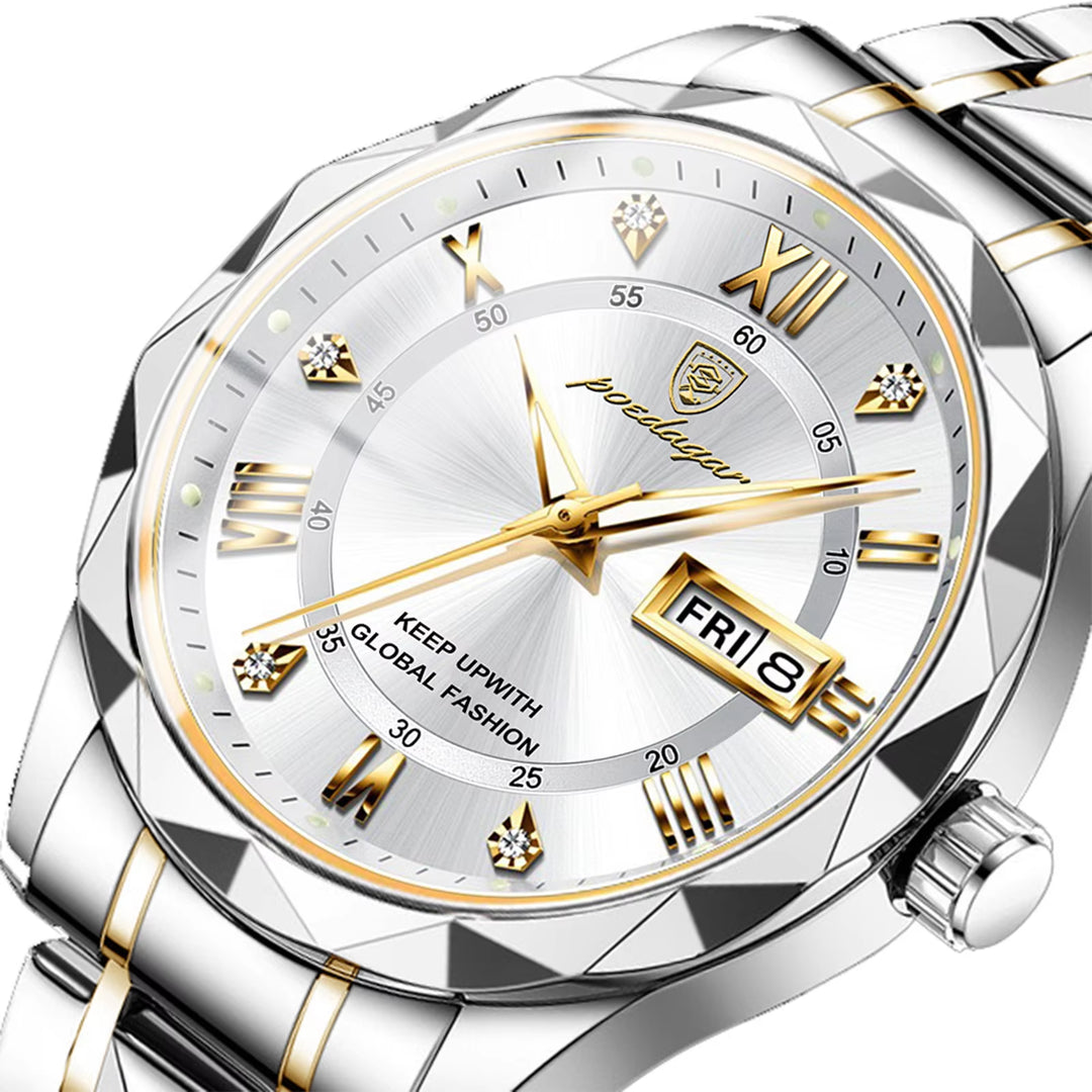 "615 New Arrival Luxury Men's Stainless Steel Waterproof Quartz Watch with Luminous Features"