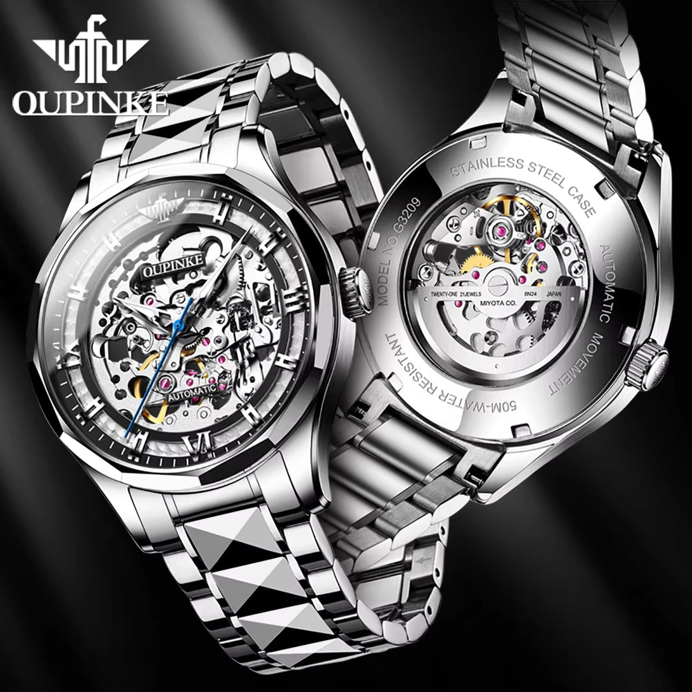 3209 Custom Men's Waterproof Skeleton Automatic Mechanical Watches