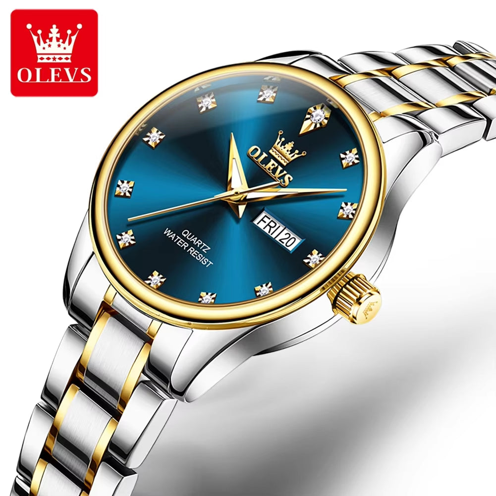 OLEVS 3612 Wholesale Luxury Minimalist Blue Dial 5Bar Waterproof with Calendar Week Orologio Quartz Watches