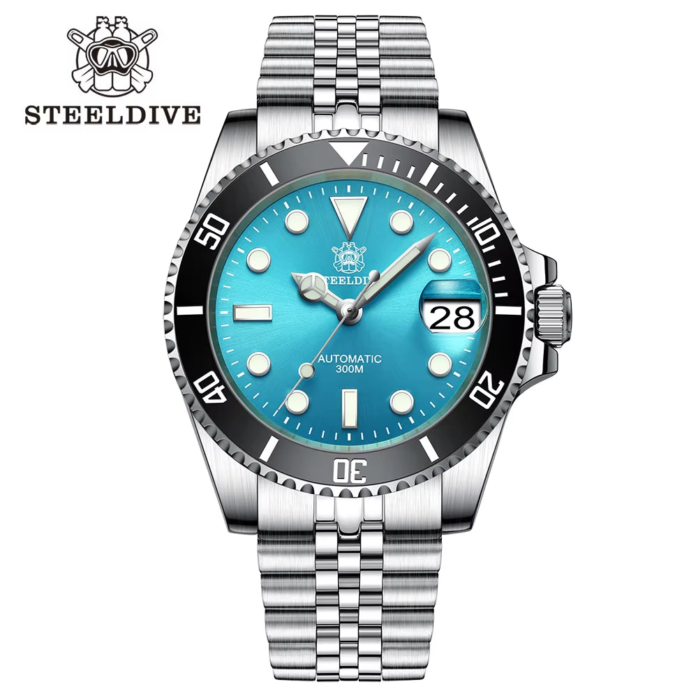 STEELDIVE SD1953 2021 Two-Tone Dial Men's Diving Watch with NH35A Automatic Movement, 30ATM Waterproof Rating, Sapphire Glass, and Ceramic Bezel