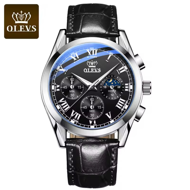 2871 Luxury Fashion Glass Quartz Analog Men's Wristwatch with Leather Strap