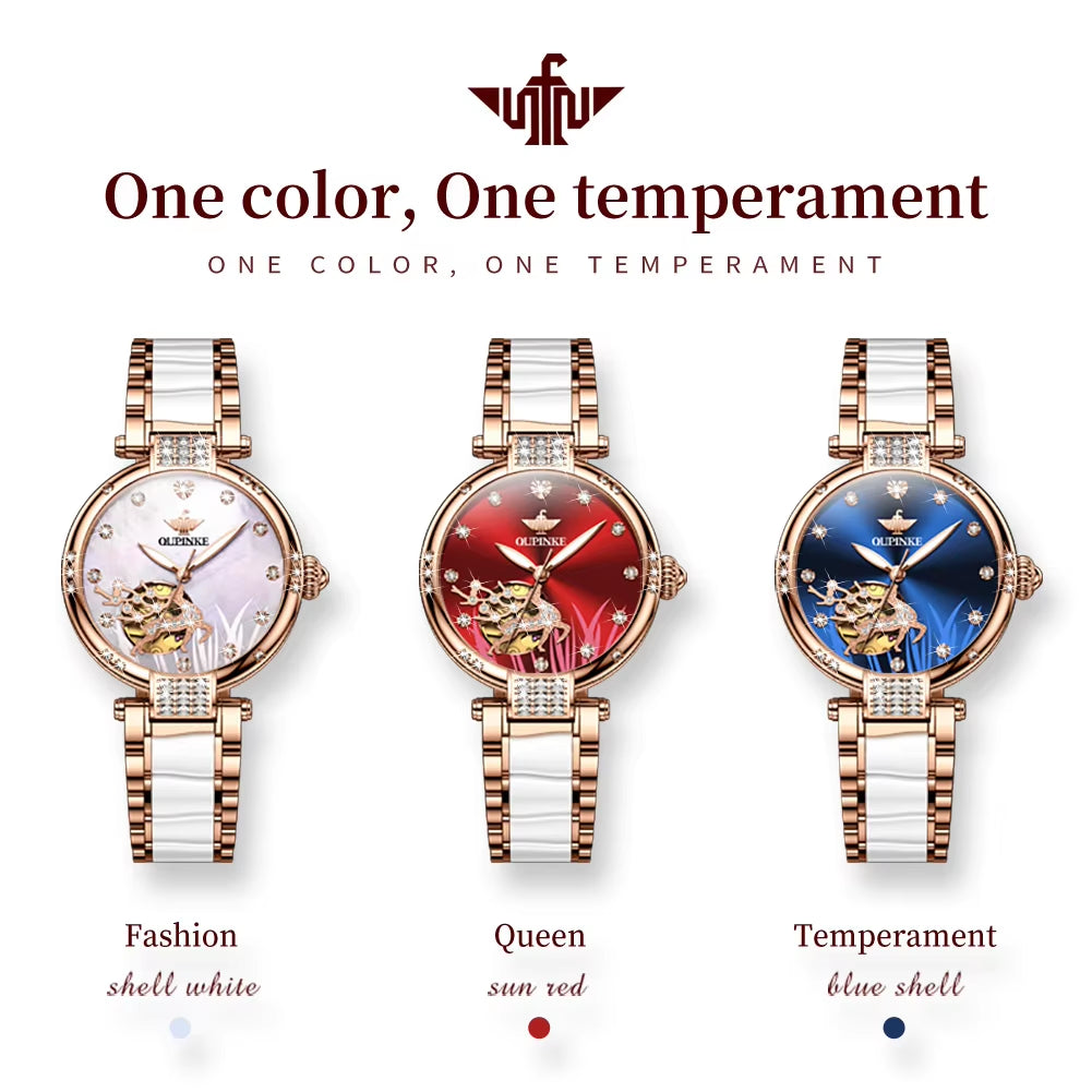 3211 OEM Tourbillon Mechanical Watches Fashion Brand Full Stainless Steel Wholesale Ceramics Women Watch Fast Delivery