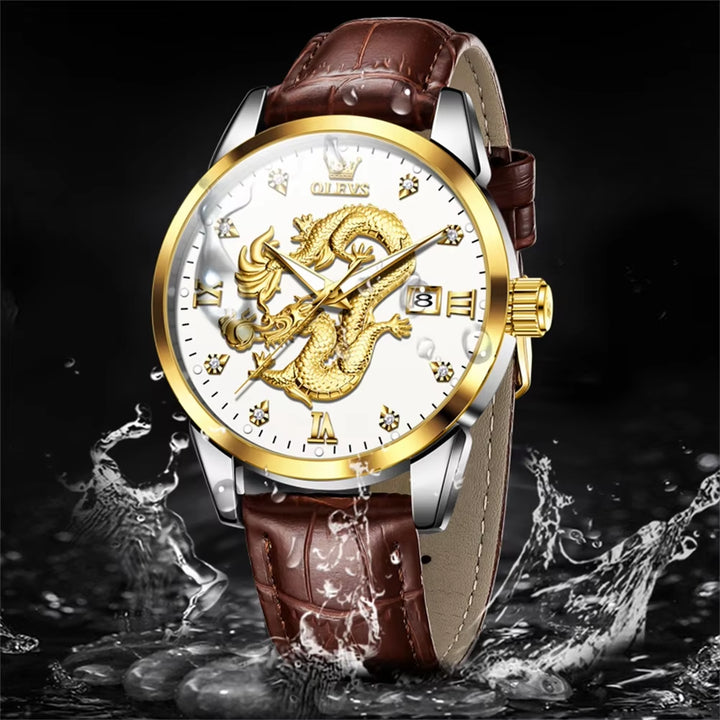 3619 OEM Reloj De Dragon Real 3D Custom Water Resistant Draken Horloge Gold Dragon Watch Men