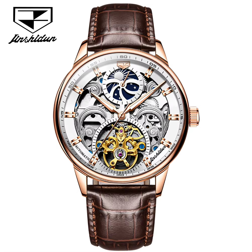 8922 Oem Custom Leather Belt Male Moon Phase Square Tourbillon Watch Men Wrist Luxury Brand Automatic Movement Watch