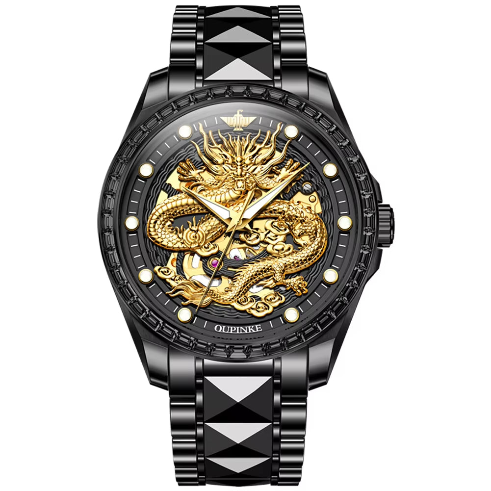 3276 Custom Skeleton Hollow Logo Luxury Stainless Steel Automatic Mechanical Watch for Men