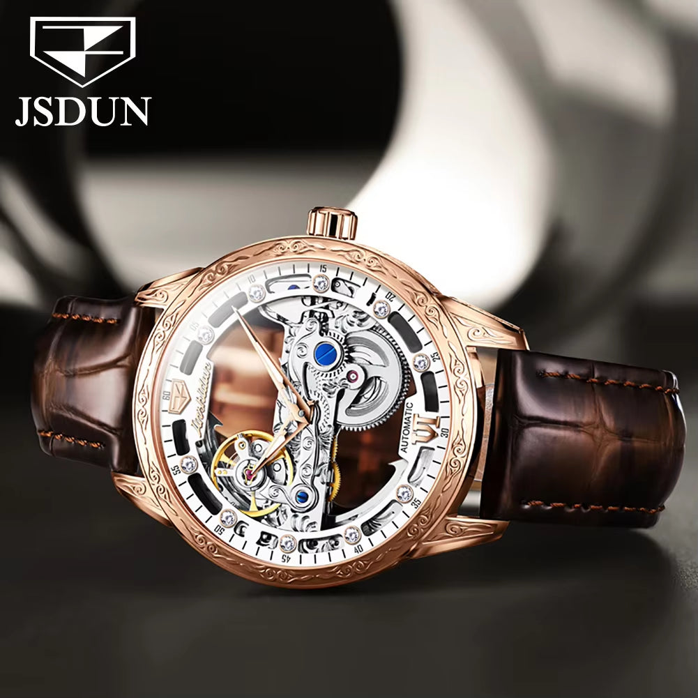 8917 OEM Stainless Steel Luxury Brand Clock Classic Waterproof Luminous Hollow Automatic Tourbillon Mechanical Watch Men