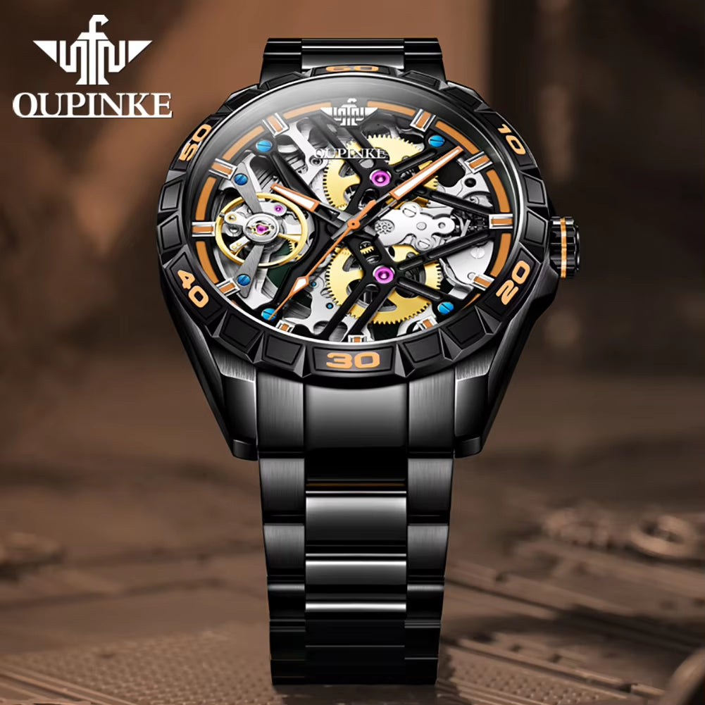 3196 Men's Skeleton Automatic Tourbillon Watch - Custom Business Timepiece with Waterproof Mechanical Function