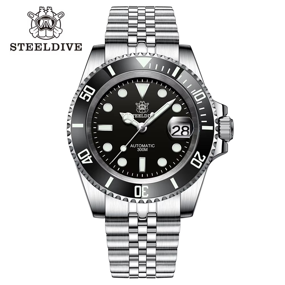 STEELDIVE SD1953 2021 Two-Tone Dial Men's Diving Watch with NH35A Automatic Movement, 30ATM Waterproof Rating, Sapphire Glass, and Ceramic Bezel